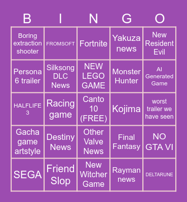 idiots summergamefset2026 Bingo Card
