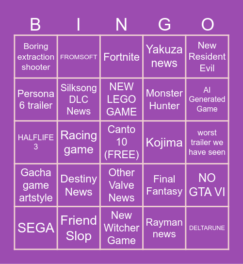 idiots summergamefset2026 Bingo Card