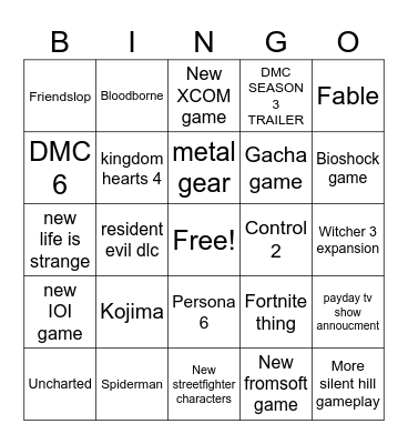 GameFest Bingo Card