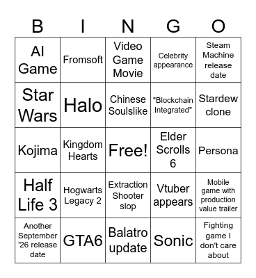 Summer Game Fest Bingo Card