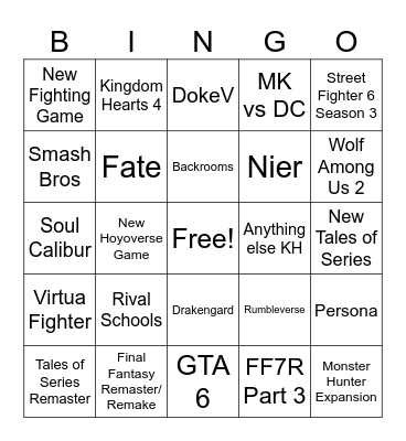 Summer Game Fest 2026 Bingo Card