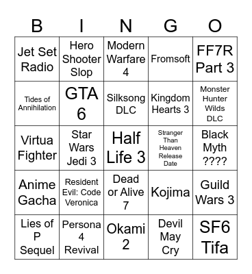 Summer Game Fest Bingo Card