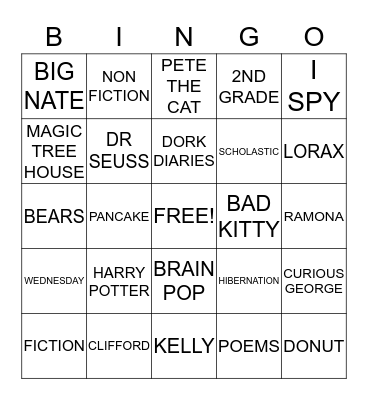 1ST - LIBRARY BINGO Card