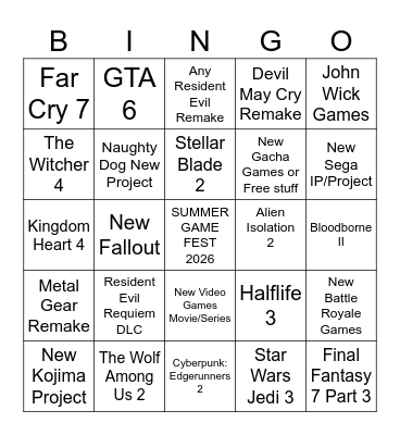 SUMMER GAME FEST (2026) Bingo Card