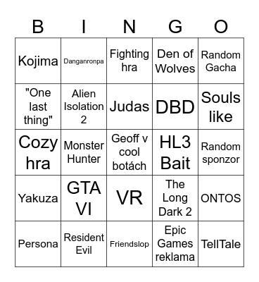 Summer Game Fest Bingo Card