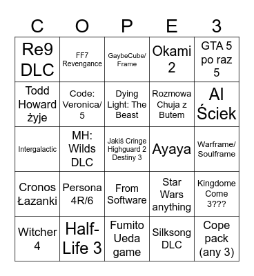 SGF 2026 Bingo Card
