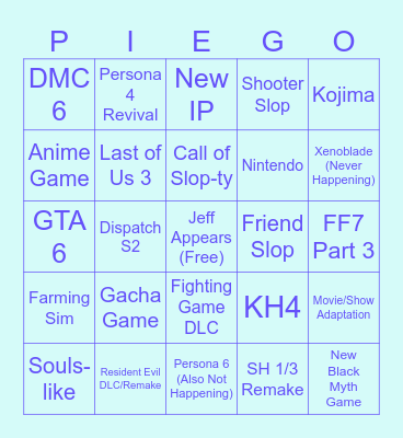 Summer Games Fest Bingo Card