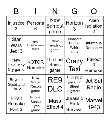 Summer Games Fest Bingo Card