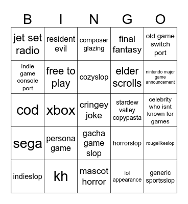 SGF WEEK BINGO Card