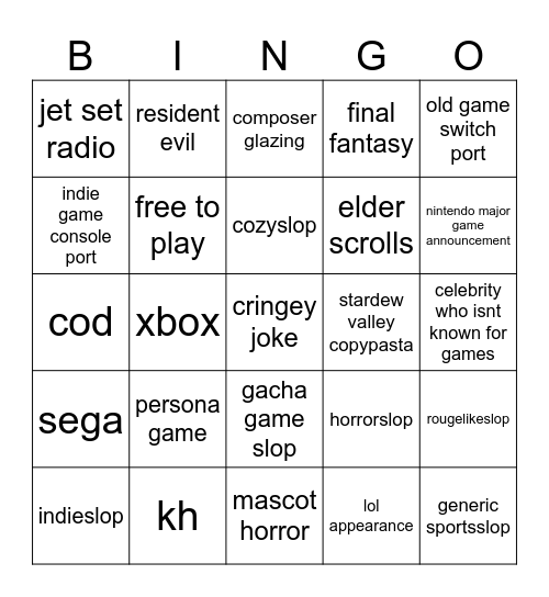 SGF WEEK BINGO Card