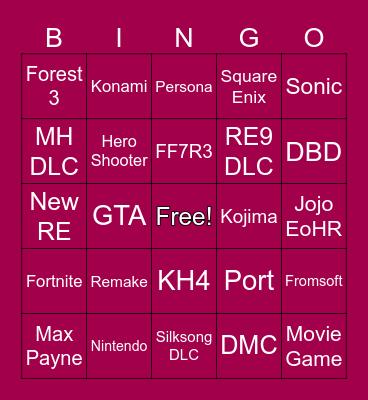 Summer Game Fest Bingo Card