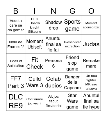 Summer Game Fest Bingo Card
