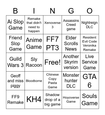 Summer Games Fest Bingo Card