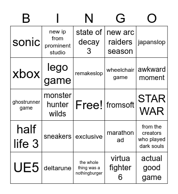 SUMMER GAME FEST 2026 Bingo Card