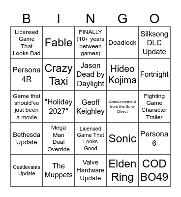 SUMMER GAME FEST Bingo Card