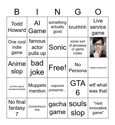 Summer Game Slop 2026 Bingo Card