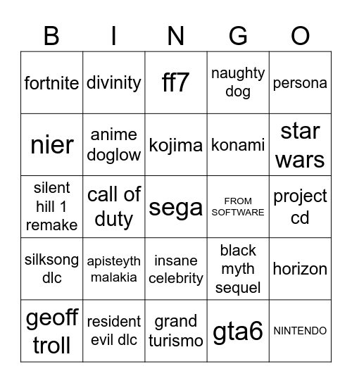 TONIGHT Bingo Card