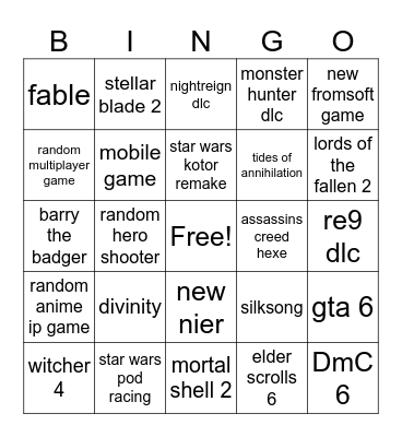Summer game fest 2026 Bingo Card