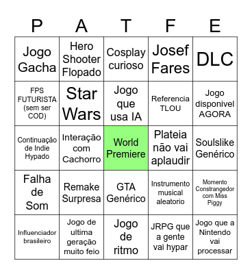 Summer Game Fest - Patifaria Version Bingo Card
