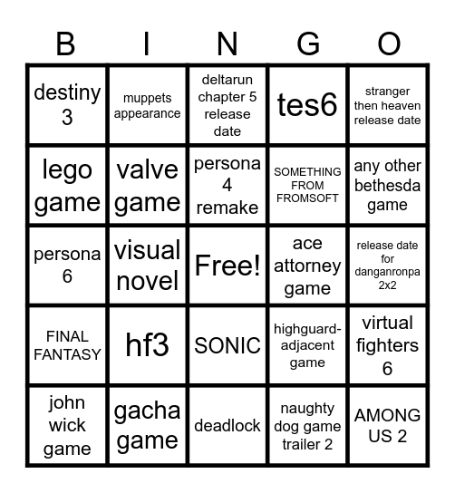 SUMMER GAME FEST 2026 Bingo Card