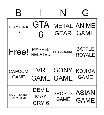SUMMER GAME FEST Bingo Card