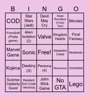Ashlee Bingo Card