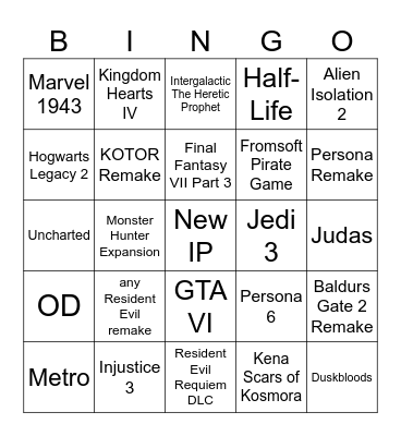 SGF 2026 Bingo Card