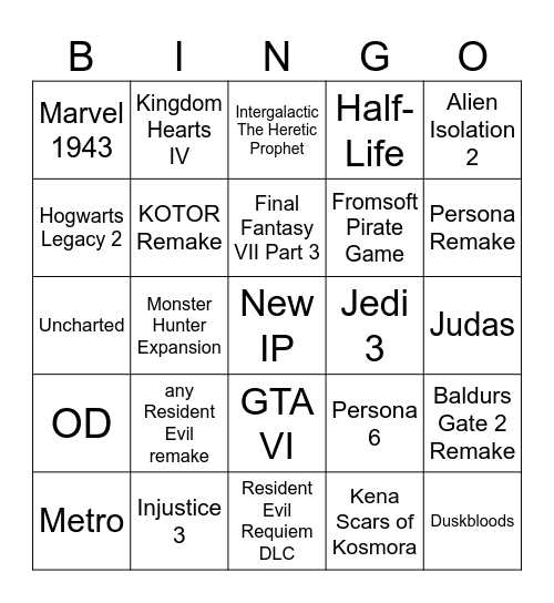 SGF 2026 Bingo Card