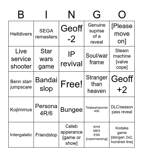 Sum Gam Fes Bingo Card