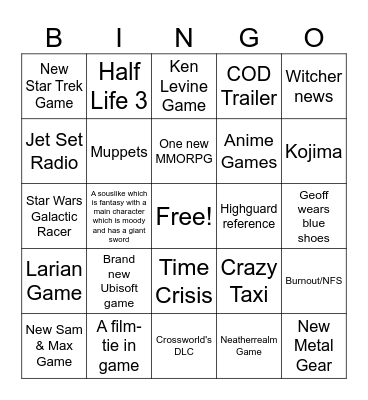 Summer Games Fest 2026 Bingo Card