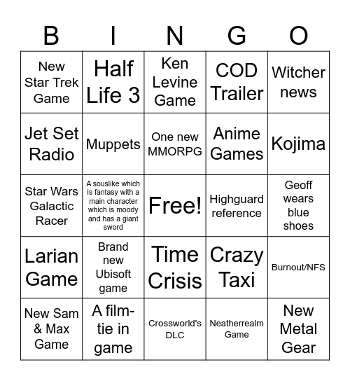 Summer Games Fest 2026 Bingo Card