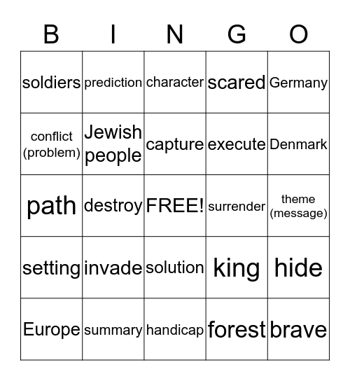 Vocabulary Bingo Card