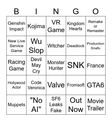 Summer Games Fest 2026 Bingo Card
