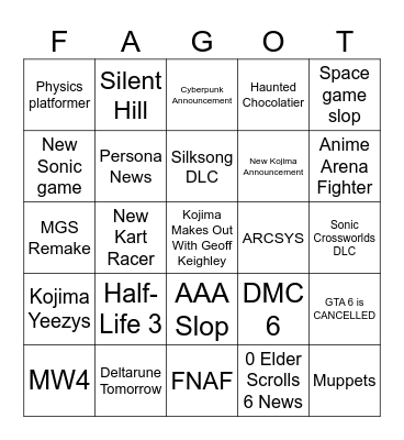Summer Games Fest Bingo Card