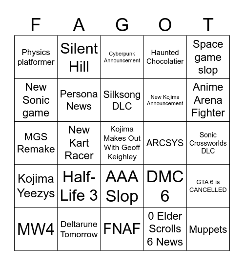Summer Games Fest Bingo Card