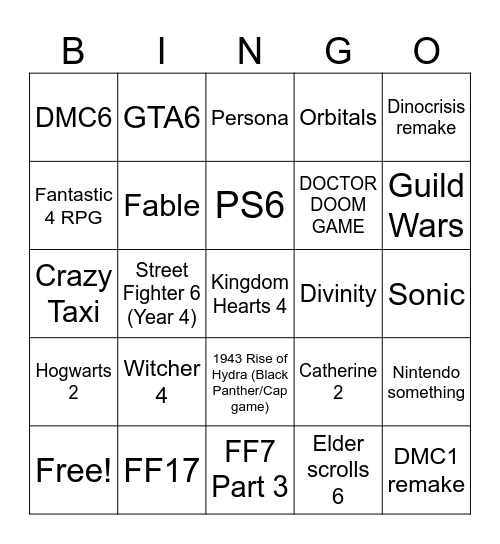 Summer Games Fest 2026 Bingo Card