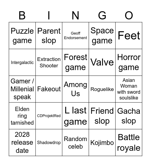 SGF Bingo Card