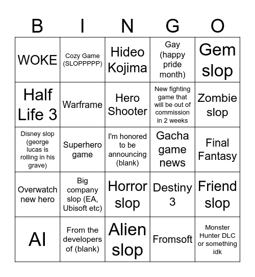 Summer Games Fest Bingo Card