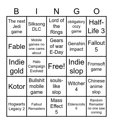 Summer Game Fest Bingo Card