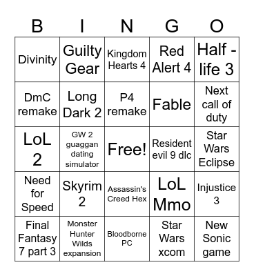Summer Game Fest 2026 Bingo Card