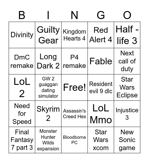 Summer Game Fest 2026 Bingo Card