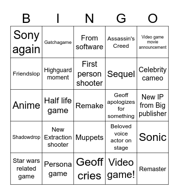 SGF 2026 Bingo Card