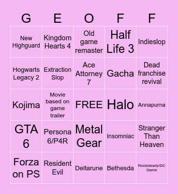 E4 Bingo Card