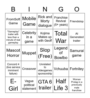 Summer Gay Fest '26 Bingo Card