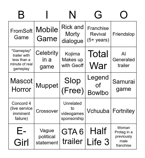 Summer Gay Fest '26 Bingo Card