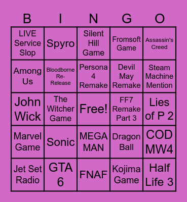 Summer Game Fest 2026 Bingo Card