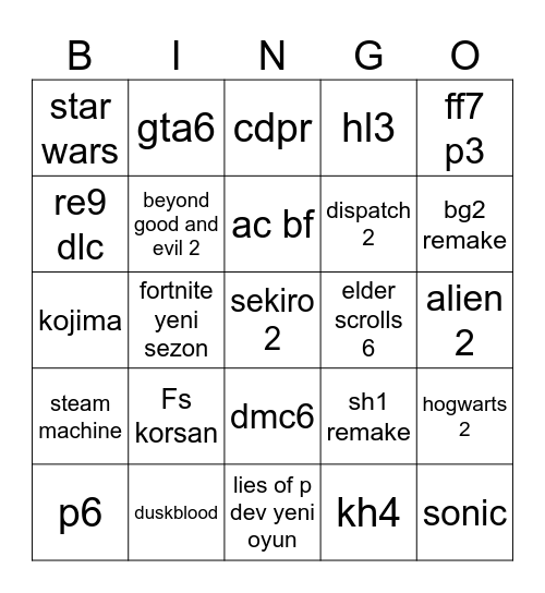 miyazaki Bingo Card
