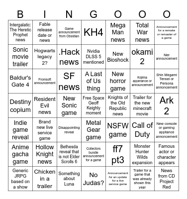SUMMER GAMES FEST BINGO Card