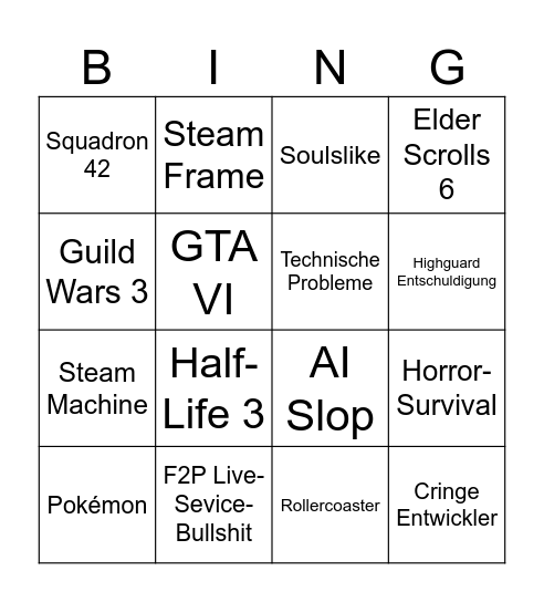 SGF Bingo Card