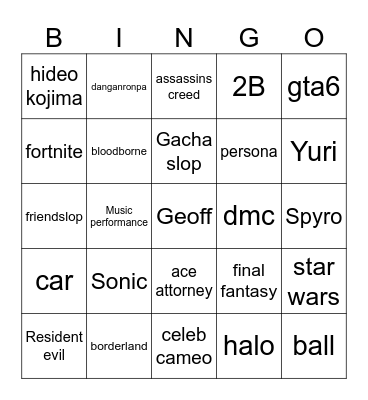 zest fest Bingo Card